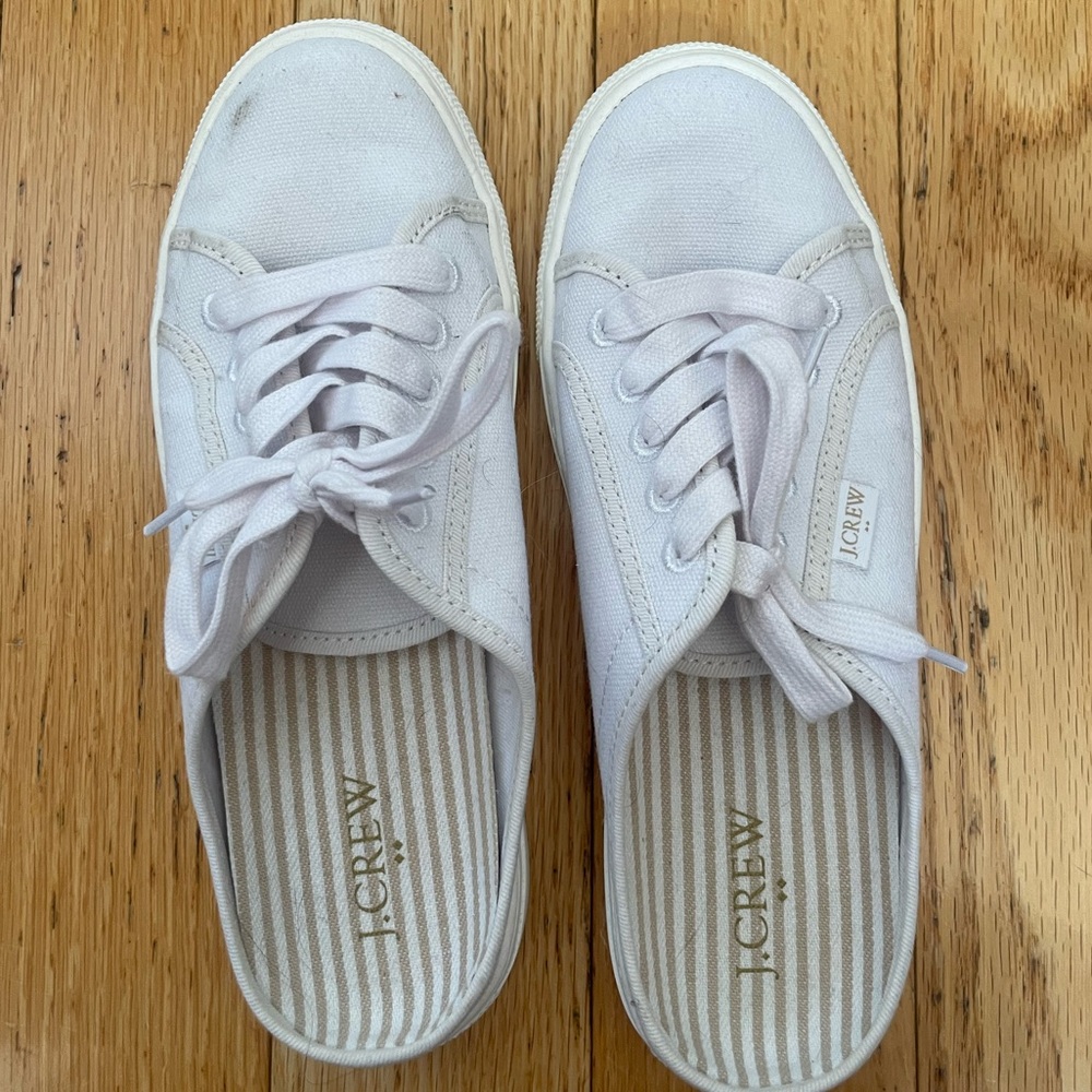 JCrew white slip on sneakers